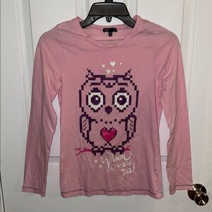 GAP Girls Pink Long Sleeve Owl Tee